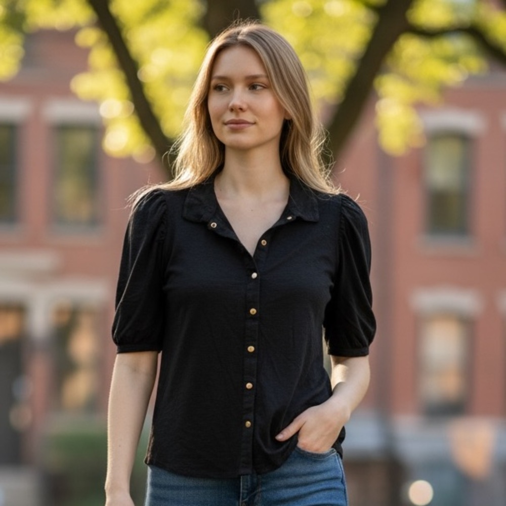 Chico's Black Button-Down Blouse - Picture 7 of 7
